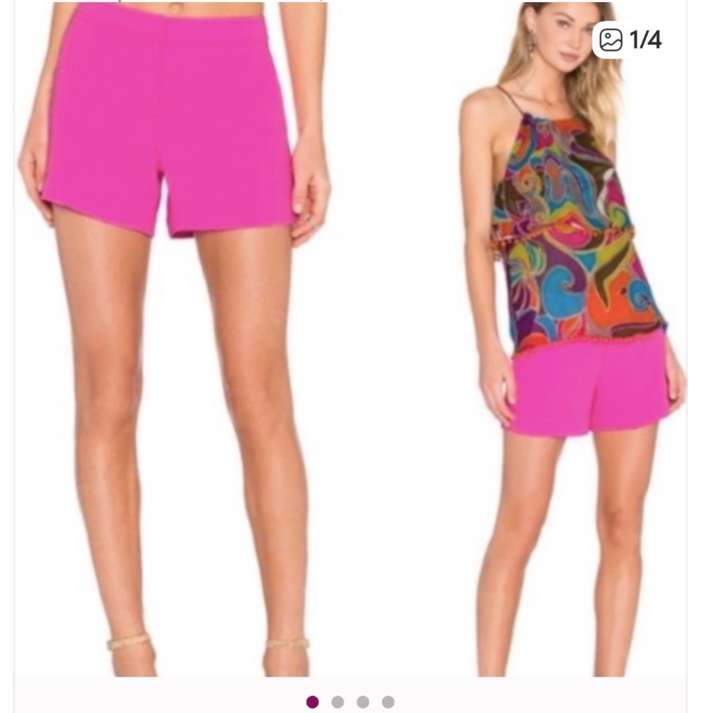 Trina Turk Daulton Crepe High Waisted Trina Pink shorts size 4 - Picture 14 of 15